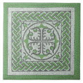 古代ローマモザイクイラストレーショングリーン タイル (正面)