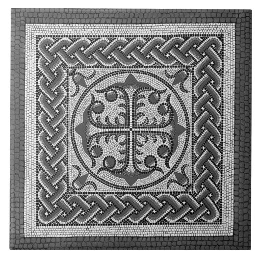 古代ローマモザイクイラストレーショングレーシェーズセラ タイル (正面)