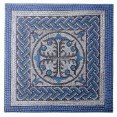 古代ローマモザイクイラストレーションダヌベブルー タイル (正面)