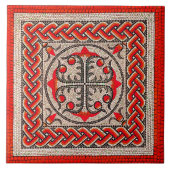 古代ローマモザイクイラストレーション緋色 タイル (正面)