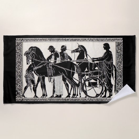 古代ローマ人の男性と馬のプリント ビーチタオル (正面)
