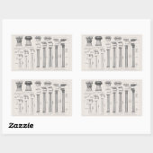 古代ローマ列建築スケッチ 長方形シール (シート)