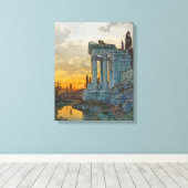 古代ローマ遺跡のある南イタリアの見解 キャンバスプリント (インサイチュ (ウッドフロア))