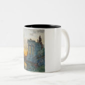 古代ローマ遺跡のある南イタリアの見解 ツートーンマグカップ (正面右)