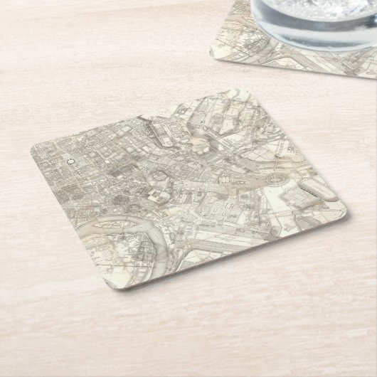 古代ローマ、イタリアの地形図 スクエアペーパーコースター (アングル)