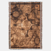 古代ワールドトラベラーマップ&コンパスバラ スローブランケット (正面縦)