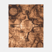 古代ワールドトラベラーマップ&コンパスバラ フリースブランケット (正面)