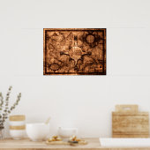 古代ワールドトラベラーマップ&コンパスバラ ポスター (キッチン)