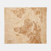 古代ヴィンテージの世界地図図世界図  フリースブランケット (正面(横))