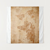 古代ヴィンテージ世界地図イラスト地図,世界, タペストリー (正面(横))