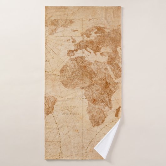 古代ヴィンテージ世界地図イラスト地図,世界, バスタオル (バスタオル)
