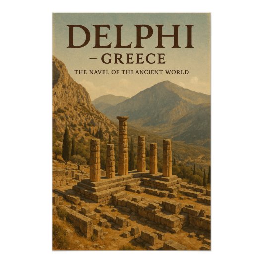古代世界の中心、ギリシャのデルフィ。 ポスター (正面)