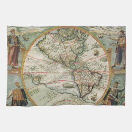 古代世界の地図 - アメリカラテンアメリカの古地図、テオドル・ド・ブリ キッチンタオル