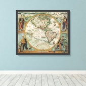 古代世界の地図 - アメリカ大陸、テオドル・ド・ブリ キャンバスプリント (インサイチュ (ウッドフロア))