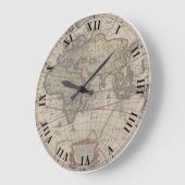 古代世界地図の時計 ラージ壁時計 (傾斜)