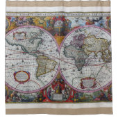 古代世界地図 シャワーカーテン (正面)