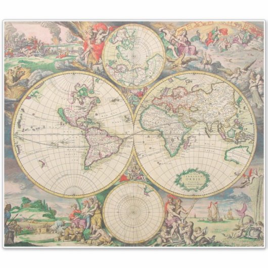 古代世界地図 シール (正面)