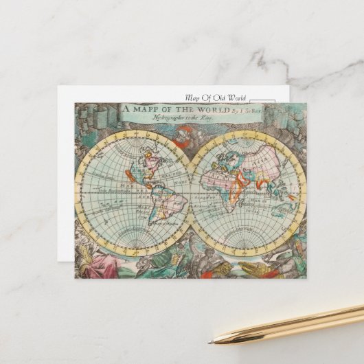 古代世界地図 ポストカード (正面/裏面インサイチュ)