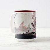 古代中国のな絵画の茶またはコーヒー・マグ ツートーンマグカップ (正面左)