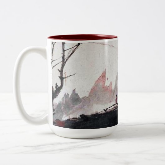 古代中国のな絵画の茶またはコーヒー・マグ ツートーンマグカップ (左)