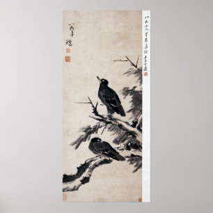 古代中国のの絵画、自然、鳥 ポスター