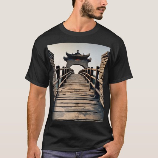 古代中国のパイファンと石橋 Tシャツ (正面)