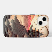 古代中国の風景 紙切り細工 iPhone 14 カバー (裏面横)