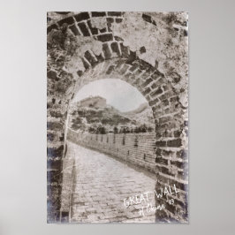 古代中国素晴らし壁の防衛風景の古い ポスター