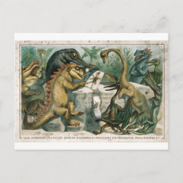 古代人を研究しているクリスマスカード恐竜 ポストカード