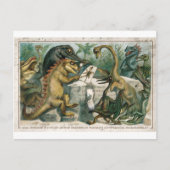 古代人を研究しているクリスマスカード恐竜 ポストカード (正面)