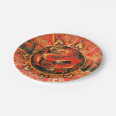 古代伝統的ドラゴ中国のンレッド金ゴールドゴールデン ペーパープレート (アングル)