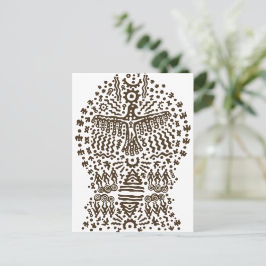 古代伝説：巨大な鳥と部族のテント ポストカード (スタンド正面)