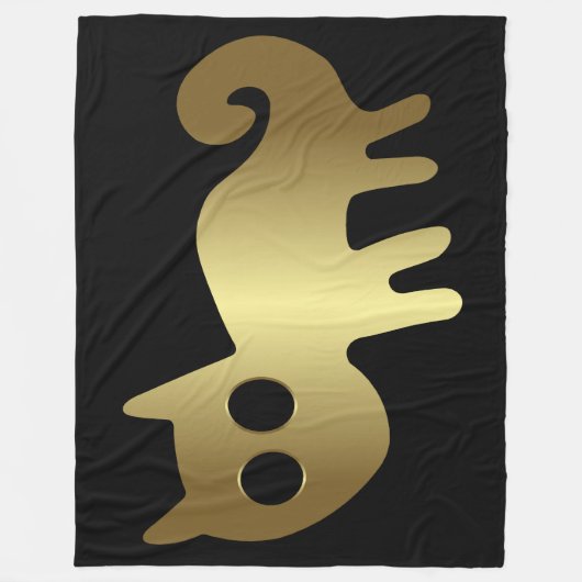 古代動物 – 金ゴールド猫またはキツネ動物 フリースブランケット (正面)