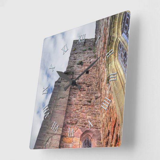 古代史跡城跡イギリス スクエア壁時計 (傾斜)