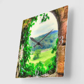 古代史跡城跡イギリス スクエア壁時計 (傾斜)