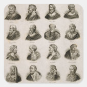 古代哲学者ポートレート思想家ヴィンテージ スクエアシール (正面)
