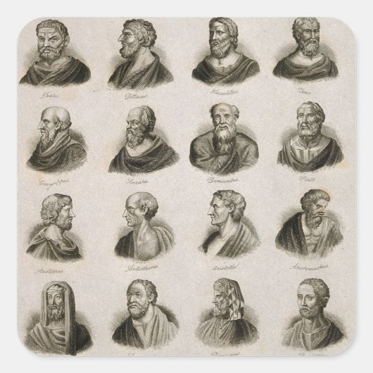 古代哲学者ポートレート思想家ヴィンテージ スクエアシール (正面)