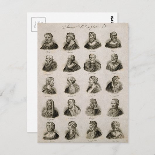 古代哲学者ポートレート思想家ヴィンテージ ポストカード (正面/裏面)