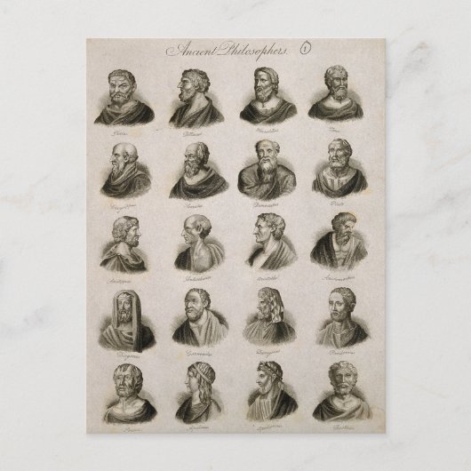 古代哲学者ポートレート思想家ヴィンテージ ポストカード (正面)