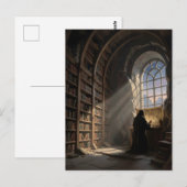 古代図書館の孤独な学者 本の愛好家 ポストカード (正面/裏面)