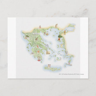 古代図解入りの、写真付きのギリシャの地図 ポストカード
