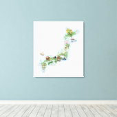 古代図解入りの、写真付きの日本地図 キャンバスプリント (インサイチュ (ウッドフロア))