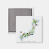 古代図解入りの、写真付きの日本地図 マグネット (正面/裏面)