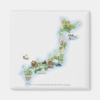 古代図解入りの、写真付きの日本地図 マグネット