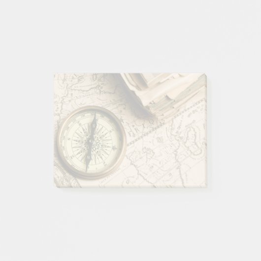 古代地図上の古いコンパス ポストイット (正面)