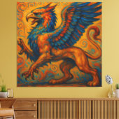 古代威厳のあるギリシャのグリフィン キャンバスプリント (インサイチュ (リビング))