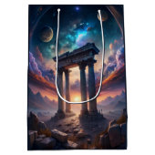 古代宇宙の寺 – ファンタジー銀河系遺跡スポーツ ミディアムペーパーバッグ (裏面)