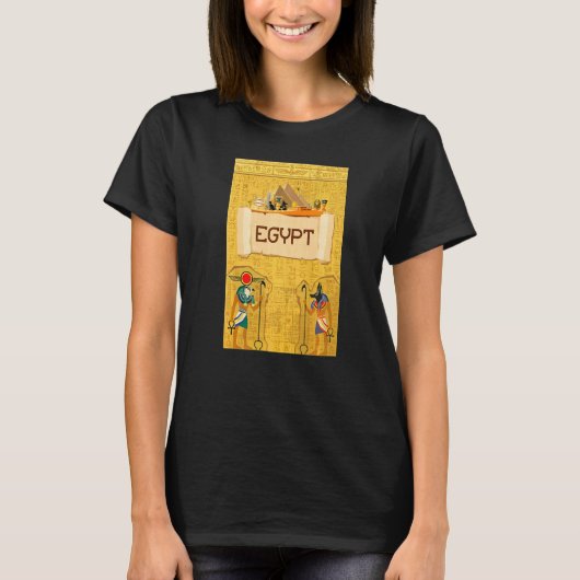 古代実在エジプトのグラフィックとカッコいいデザイン Tシャツ (正面)