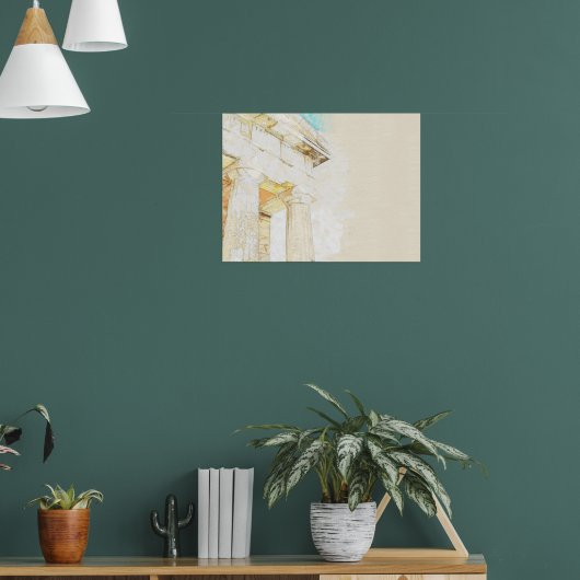 古代寺院のポルティコ部分のスケッチ ポスター (リビング1)