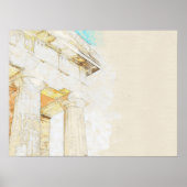古代寺院のポルティコ部分のスケッチ ポスター (正面)